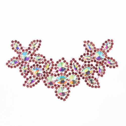 Fashion Embellishment - 10x17cm Crystal Motif Jasmine - Crystal AB/Fuchsia