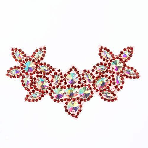 Fashion Embellishment - 10x17cm Crystal Motif Jasmine - Crystal AB/Red