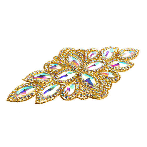 Fashion Embellishment - 115x230mm Crystal Motif Diamond Flower - Crystal AB - Go