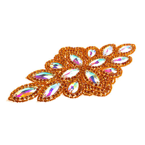Fashion Embellishment - 115x230mm Crystal Motif Diamond Flower - Crystal AB/Oran