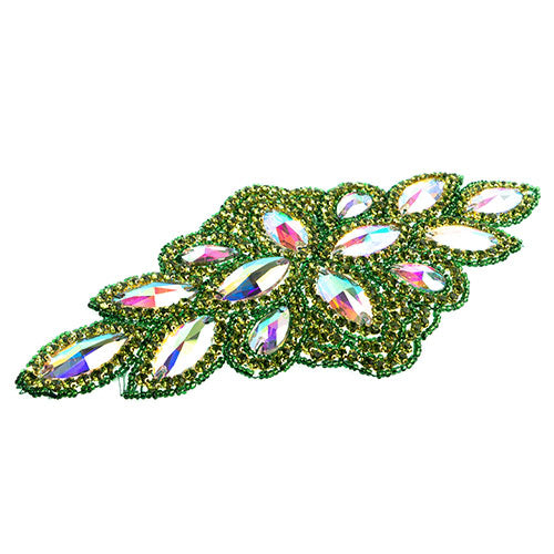 Fashion Embellishment - 115x230mm Crystal Motif Diamond Flower - Crystal AB/Peri