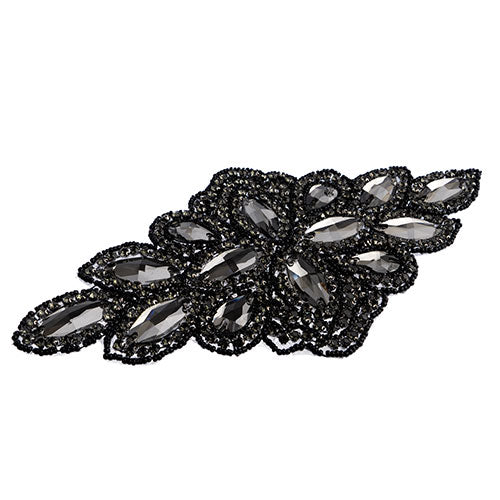 Fashion Embellishment - 115x230mm Crystal Motif Diamond Flower - Montana/Black D