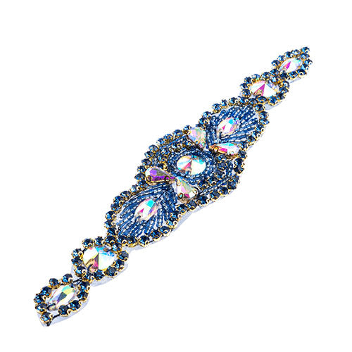 Fashion Embellishment - 185x40mm Crystal Motif Eclipse - Crystal AB/Blue