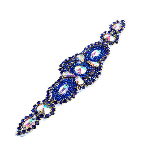 Fashion Embellishment - 185x40mm Crystal Motif Eclipse - Crystal AB/Royal Blue
