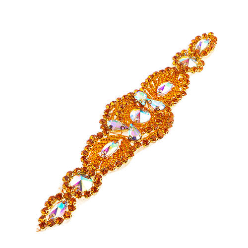 Fashion Embellishment - 185x40mm Crystal Motif Eclipse - Crystal AB/Orange