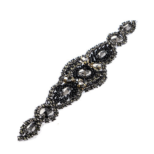 Fashion Embellishment - 185x40mm Crystal Motif Eclipse - Montana/Black Diamond