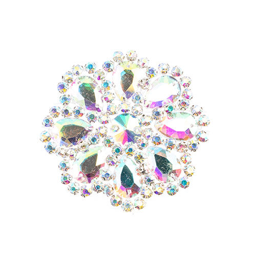 Fashion Embellishment - 65mm Crystal Motif Daisy - Crystal AB - Silver