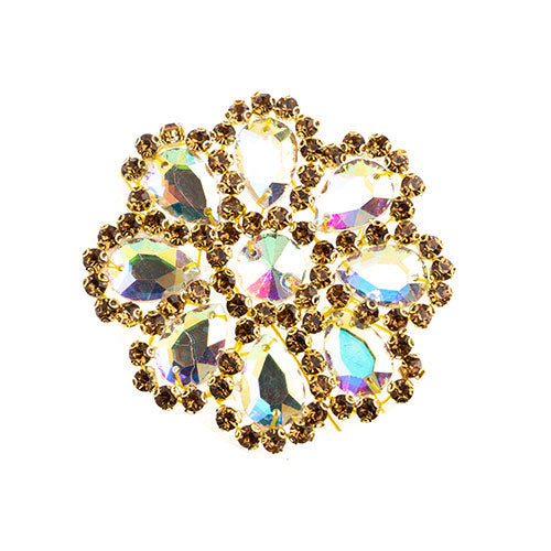 Fashion Embellishment - 65mm Crystal Motif Daisy - Gold