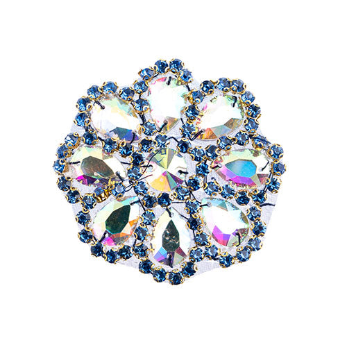 Fashion Embellishment - 65mm Crystal Motif Daisy - Crystal AB/Blue
