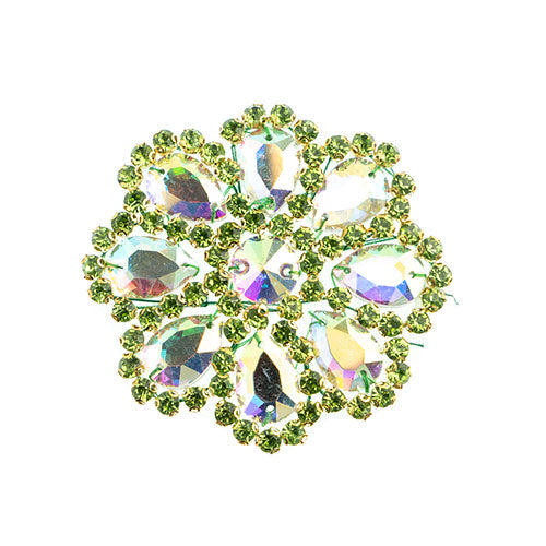 Fashion Embellishment - 65mm Crystal Motif Daisy - Crystal AB/Peridot
