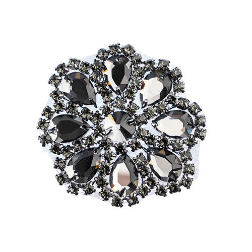 Fashion Embellishment - 65mm Crystal Motif Daisy - Montana/Black Diamond