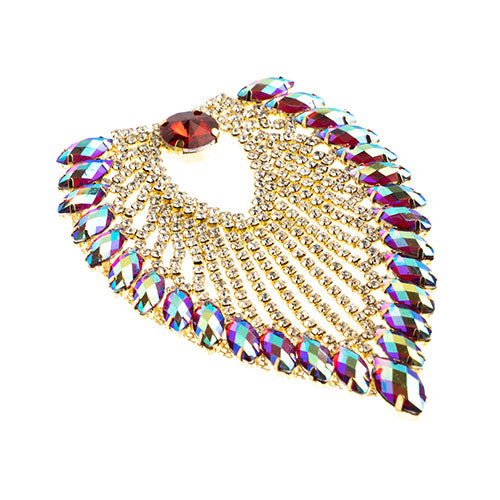 Fashion Embellishment - 11.2x8.5cm Crystal Motif Flare - Red AB - Gold