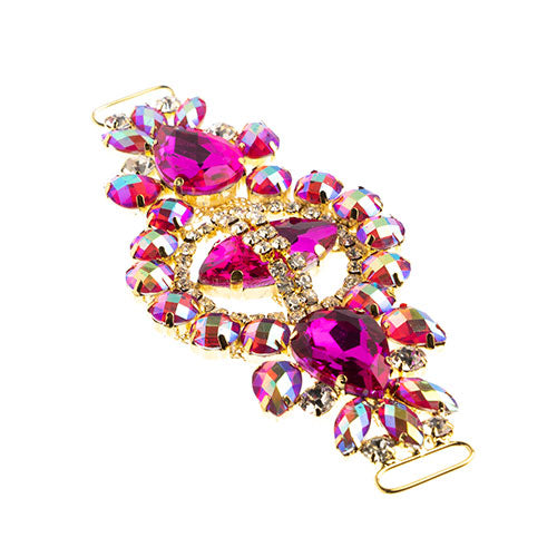 Fashion Embellishment - 13.5x5.7cm Crystal Motif Cosmos - Fuchsia AB - Gold