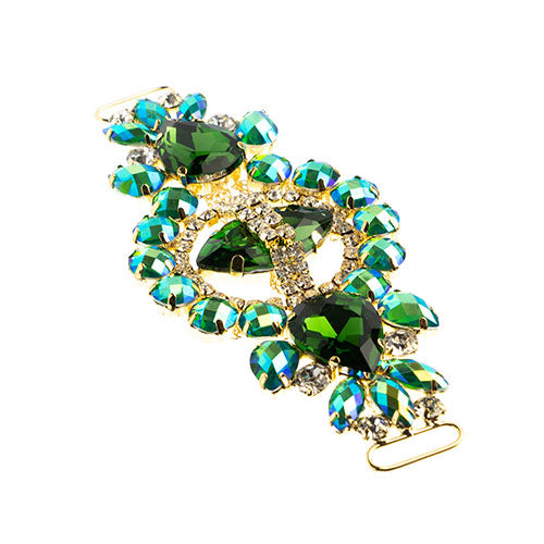 Fashion Embellishment - 13.5x5.7cm Crystal Motif Cosmos - Green AB - Gold