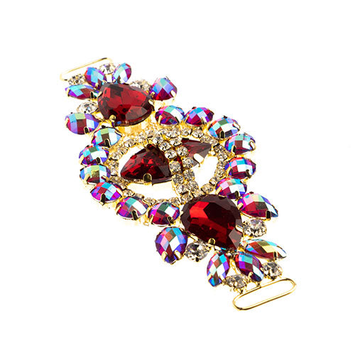 Fashion Embellishment - 13.5x5.7cm Crystal Motif Cosmos - Red AB - Gold
