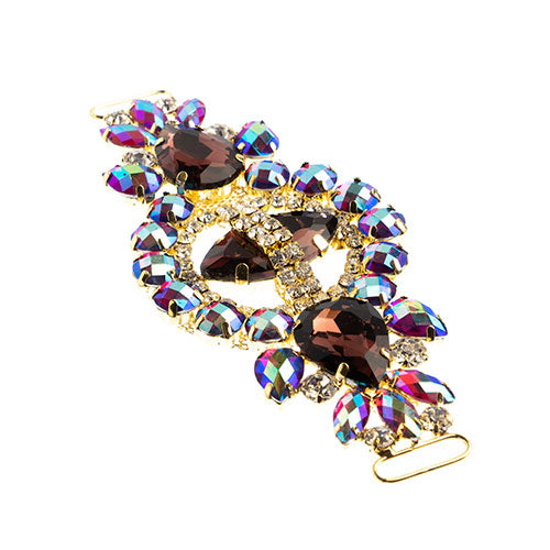 Fashion Embellishment - 13.5x5.7cm Crystal Motif Cosmos - Purple AB - Gold