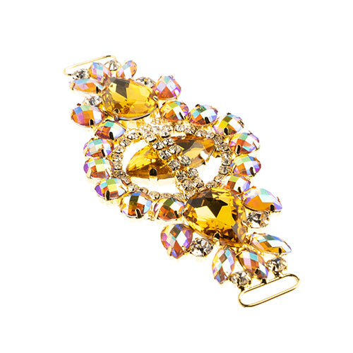 Fashion Embellishment - 13.5x5.7cm Crystal Motif Cosmos - Yellow AB - Gold