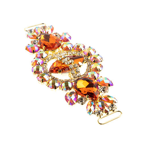Fashion Embellishment - 13.5x5.7cm Crystal Motif Cosmos - Orange AB - Gold