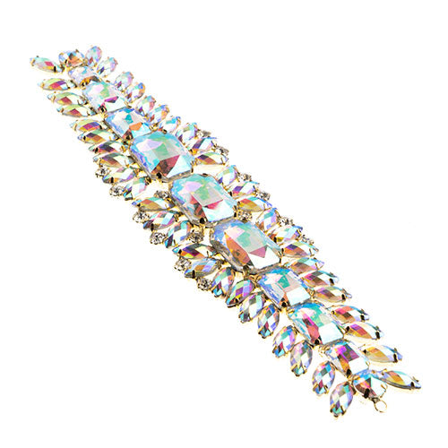 Fashion Embellishment - 20.5x5cm Crystal Motif Thorns - Crystal AB - Gold