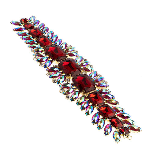 Fashion Embellishment - 20.5x5cm Crystal Motif Thorns - Red AB - Gold