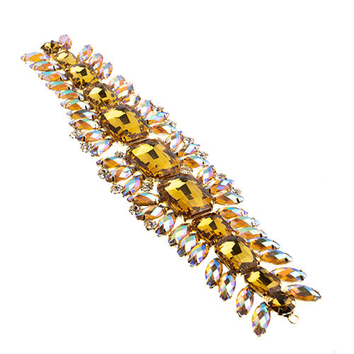 Fashion Embellishment - 20.5x5cm Crystal Motif Thorns - Yellow AB - Gold