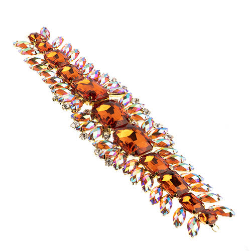 Fashion Embellishment - 20.5x5cm Crystal Motif Thorns - Orange AB - Gold