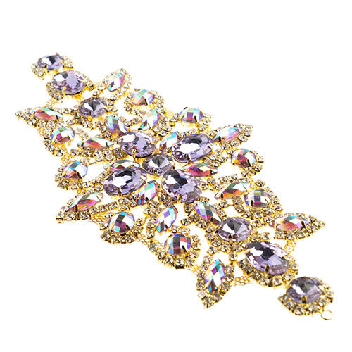 Fashion Embellishment - 19x9cm Crystal Motif Dazzling Daisy - Amethyst AB - Gold