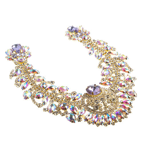 Fashion Embellishment - 17.5x17.5cm Crystal Motif Chandelier Neckline - Amethyst