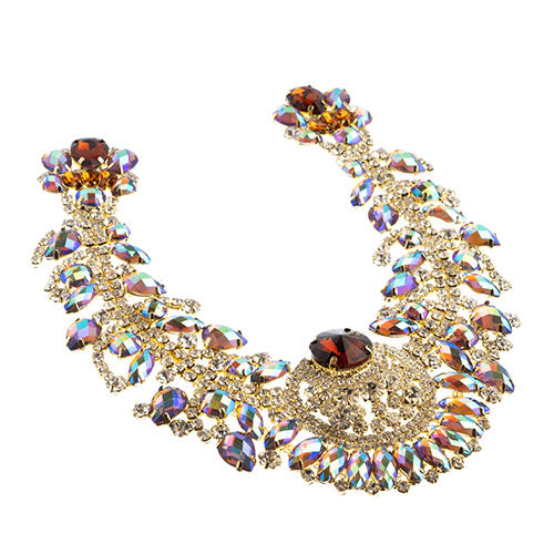 Fashion Embellishment - 17.5x17.5cm Crystal Motif Chandelier Neckline - Topaz AB