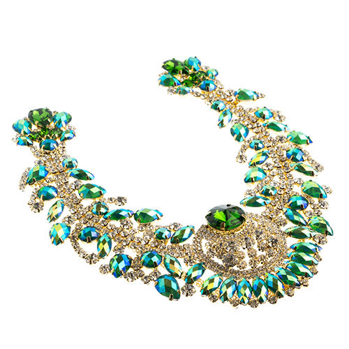 Fashion Embellishment - 17.5x17.5cm Crystal Motif Chandelier Neckline - Green AB
