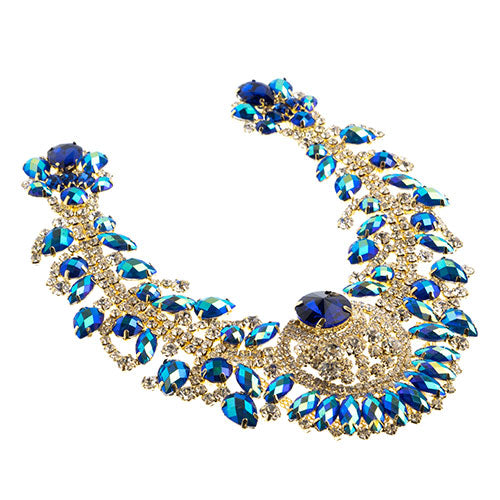 Fashion Embellishment - 17.5x17.5cm Crystal Motif Chandelier Neckline - Blue AB 