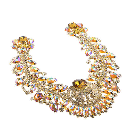 Fashion Embellishment - 17.5x17.5cm Crystal Motif Chandelier Neckline - Yellow A