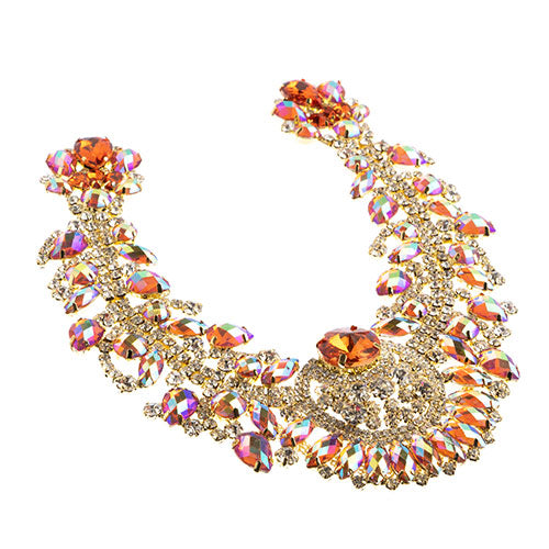 Fashion Embellishment - 17.5x17.5cm Crystal Motif Chandelier Neckline - Orange A