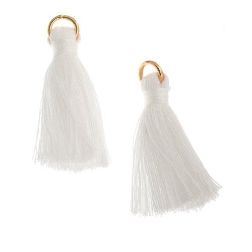 Components - 1in Poly Cotton Tassels - White (Pack of 10)