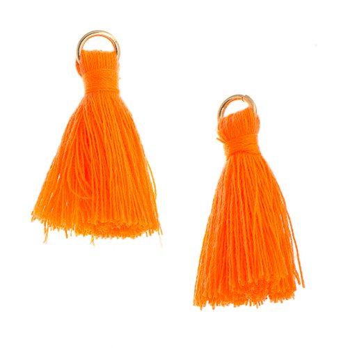 Components - 1in Poly Cotton Tassels - Orange (Pack of 10)