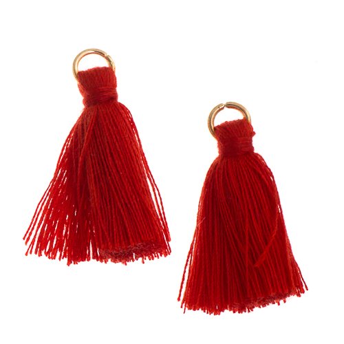 Components - 1in Poly Cotton Tassels - Red (Pack of 10)