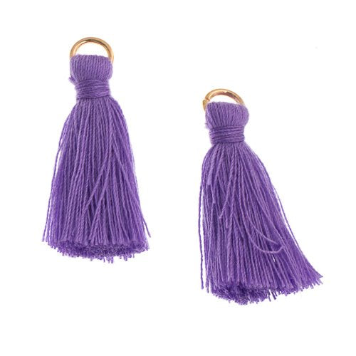 Components - 1in Poly Cotton Tassels - Purple (Pack of 10)