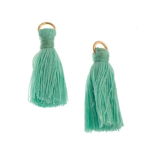 Components - 1in Poly Cotton Tassels - Turquoise (Pack of 10)