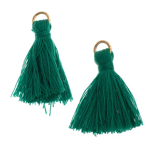 Components - 1in Poly Cotton Tassels - Emerald (Pack of 10)