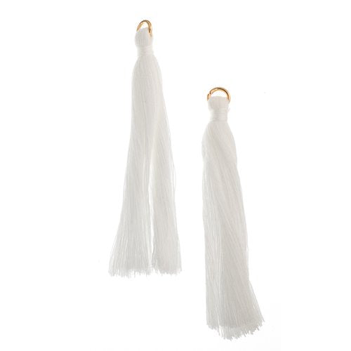 Components - 2.25in Poly Cotton Tassels - White (Pack of 10)