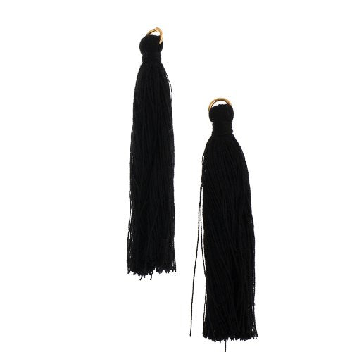 Components - 2.25in Poly Cotton Tassels - Black (Pack of 10)