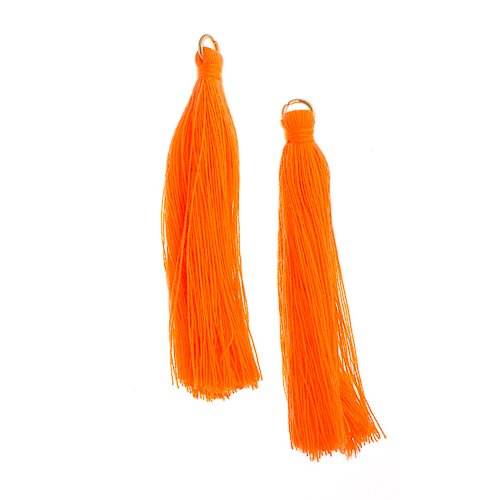 Components - 2.25in Poly Cotton Tassels - Orange (Pack of 10)