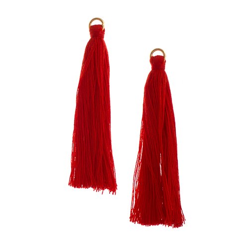 Components - 2.25in Poly Cotton Tassels - Red (Pack of 10)
