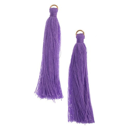 Components - 2.25in Poly Cotton Tassels - Purple (Pack of 10)