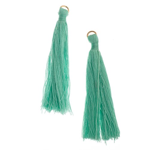 Components - 2.25in Poly Cotton Tassels - Turquoise (Pack of 10)