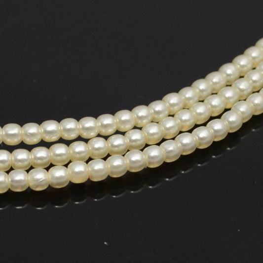 Glass Pearls - 2mm - Round - Cream (Strand 88)