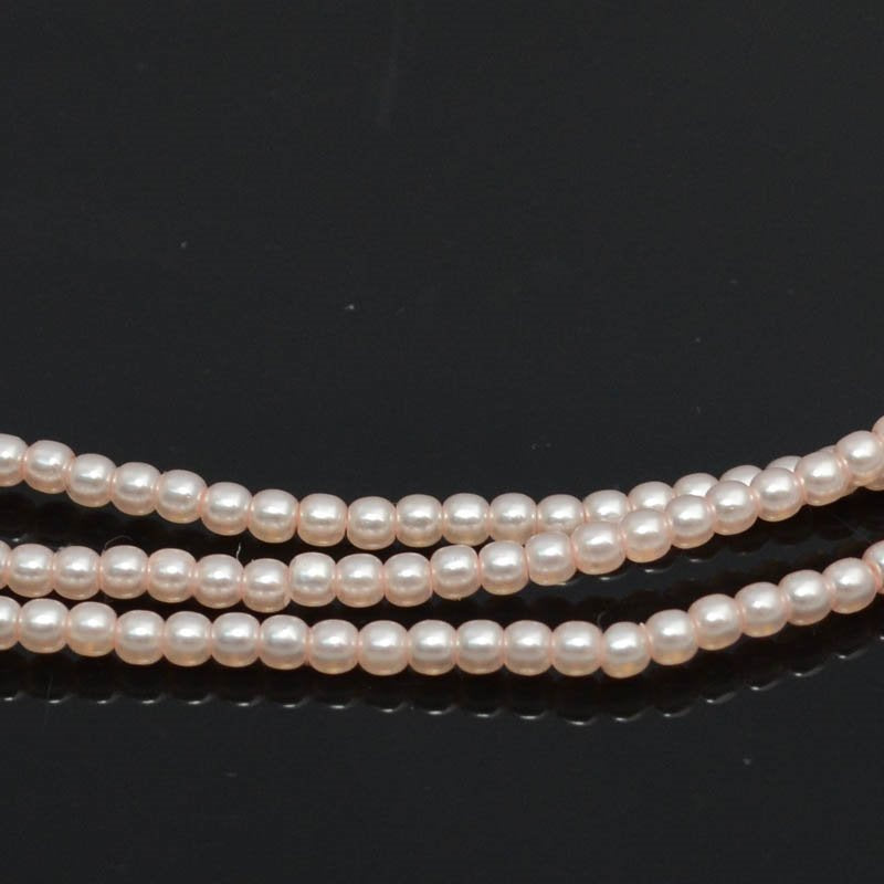 Glass Pearls - 2mm - Round - Light Creamrose (Strand 88)