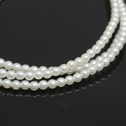 Glass Pearls - 3mm - Round - White (Strand 59)