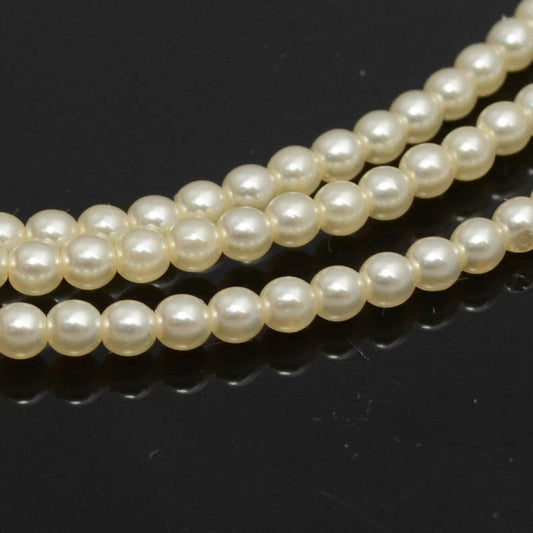 Glass Pearls - 3mm - Round - Cream (Strand 59)