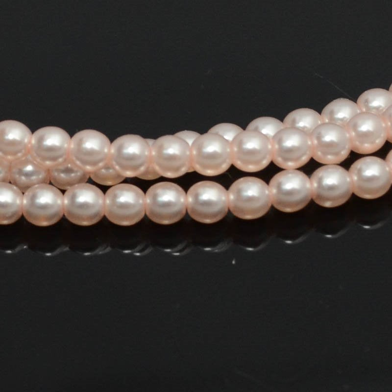 Glass Pearls - 3mm - Round - Light Creamrose (Strand 59)